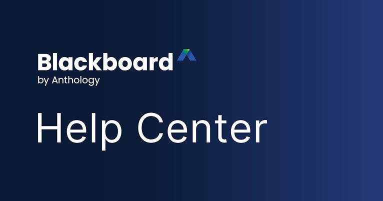 Blue rectangle with the Blackboard logo over the text Help Center