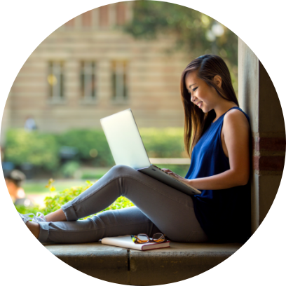 A student on her laptop
