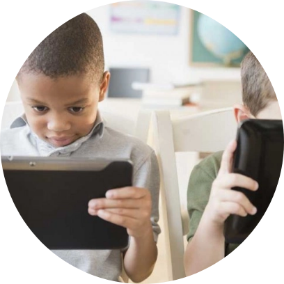 A child on a tablet