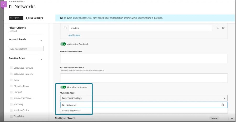 Image 1: Instructors can create and apply a tag to questions. 