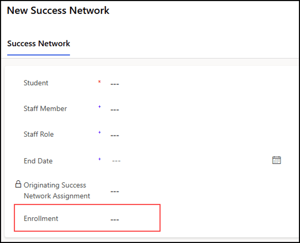 Anthology Reach Success Network linking student enrollment records to support plans (Screenshot) 