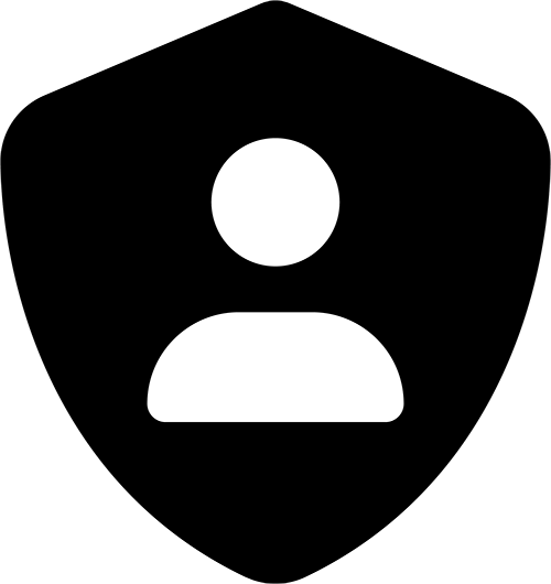 Icon of a user silhouette cut out of a shield