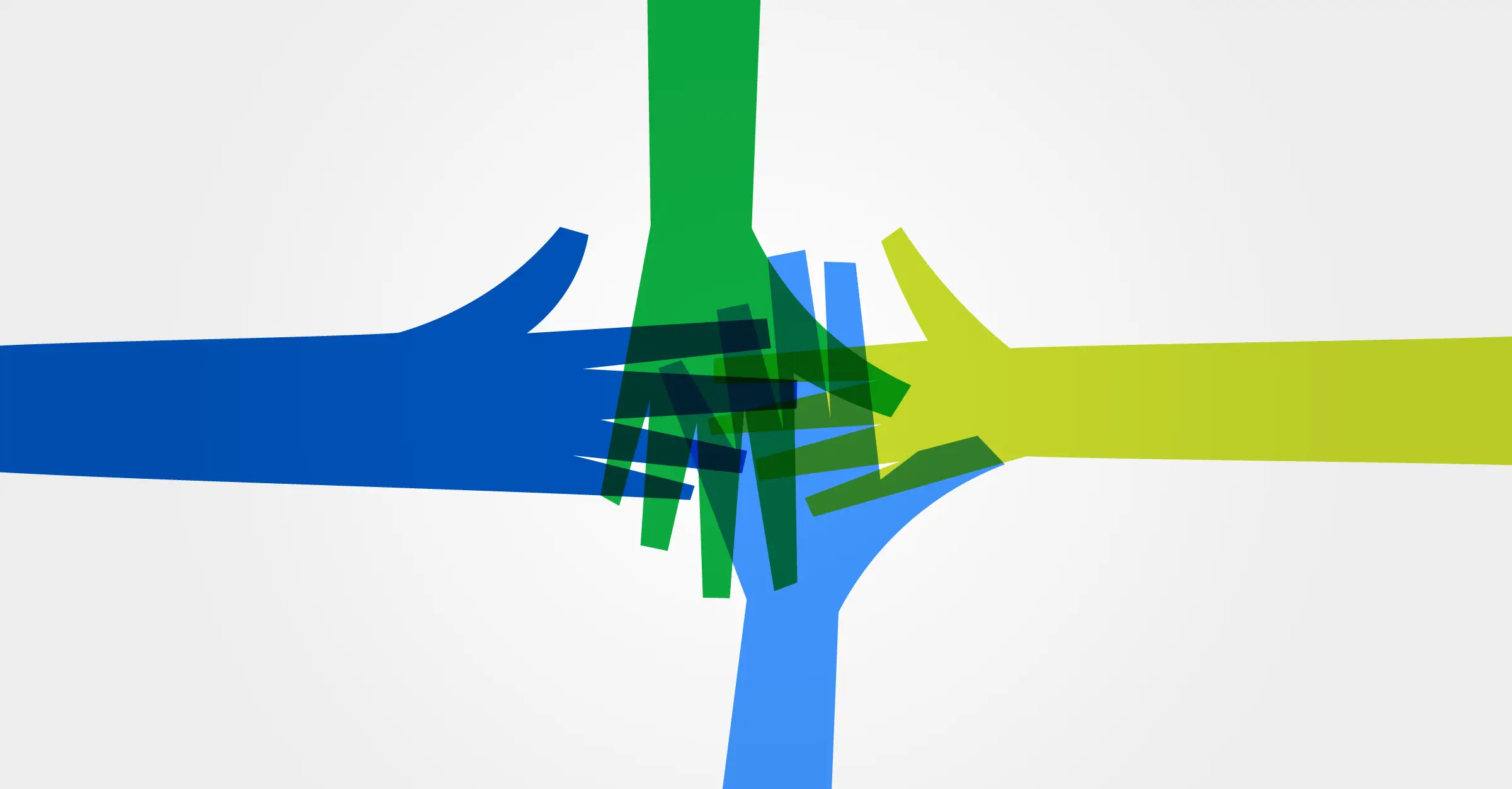 Illustration of four different colored hands overlapping