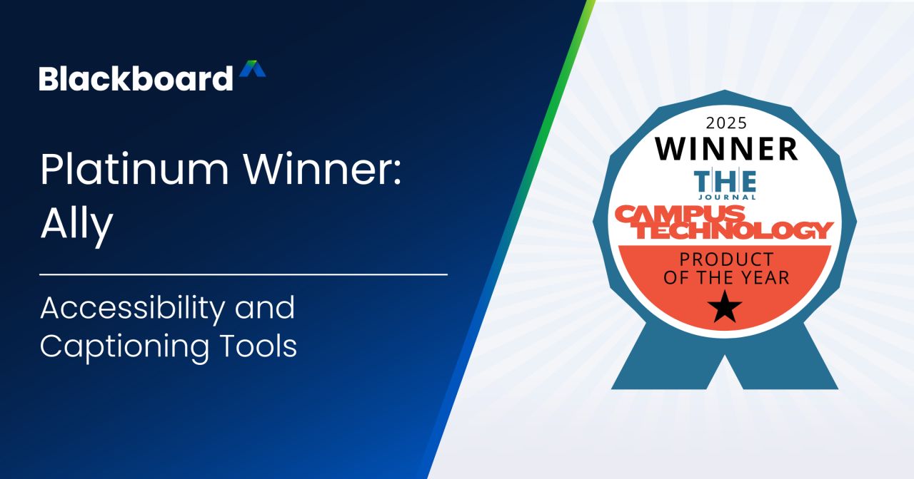 Blackboard Ally wins 2025 Campus Technology Product of the Year Award.