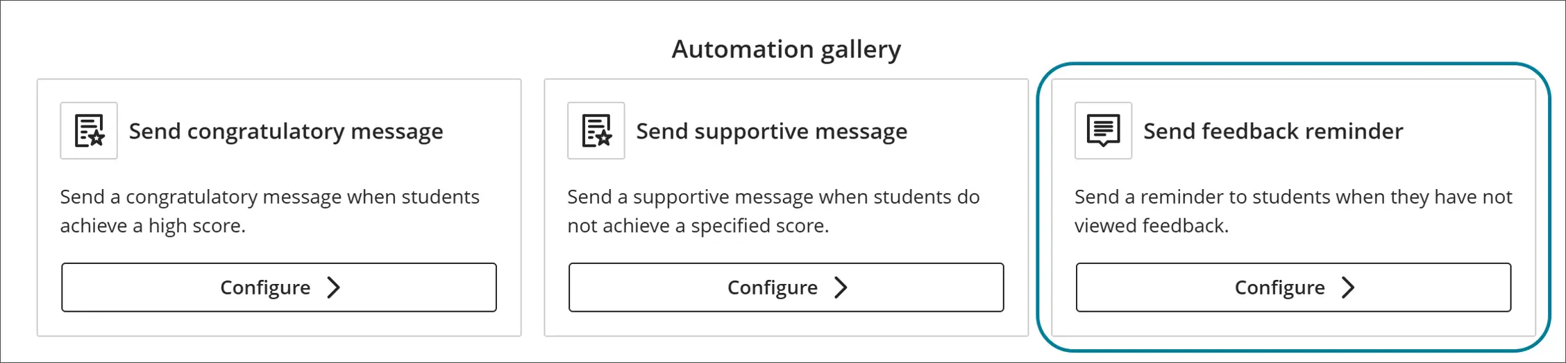 Image 1: The Automation gallery now includes Send feedback reminder.