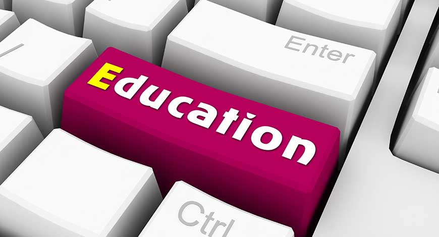 Close up illustration of a keyboard with an Education key