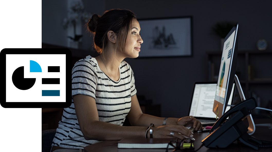 A woman working at her computer