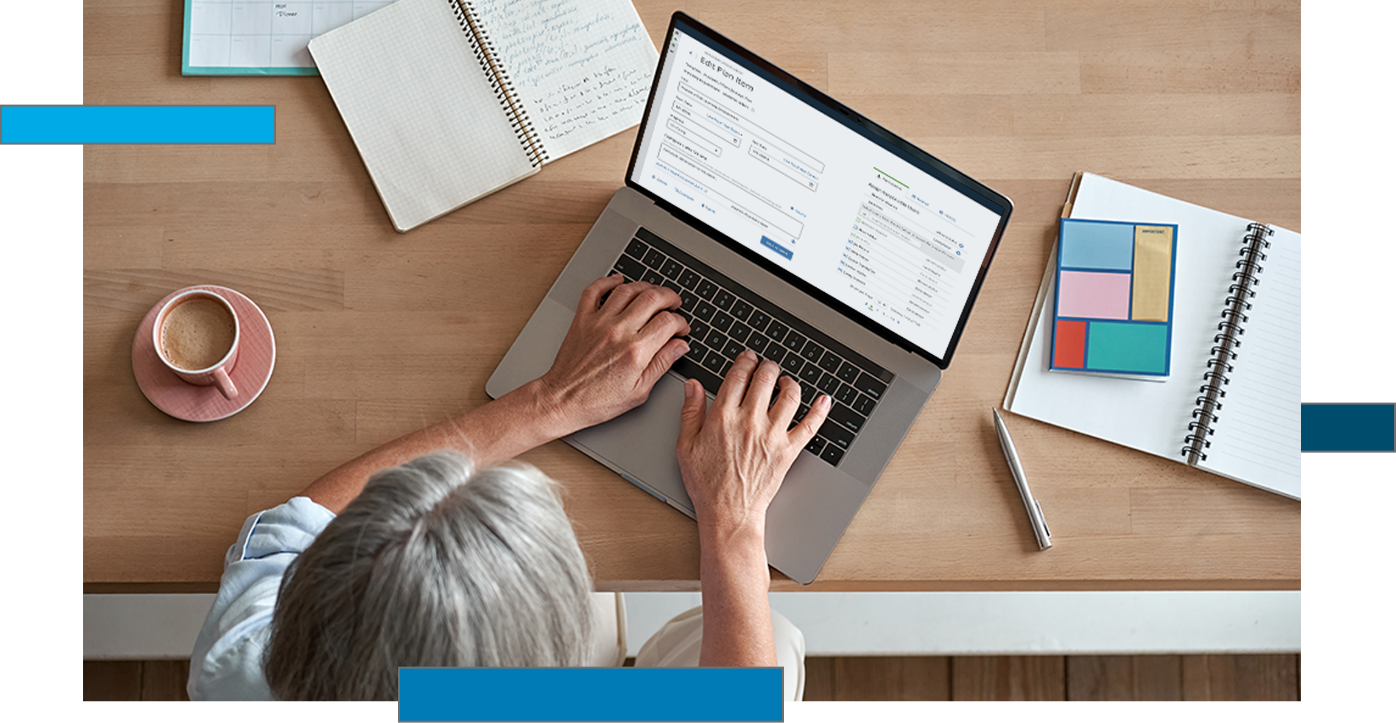 Woman working on a laptop