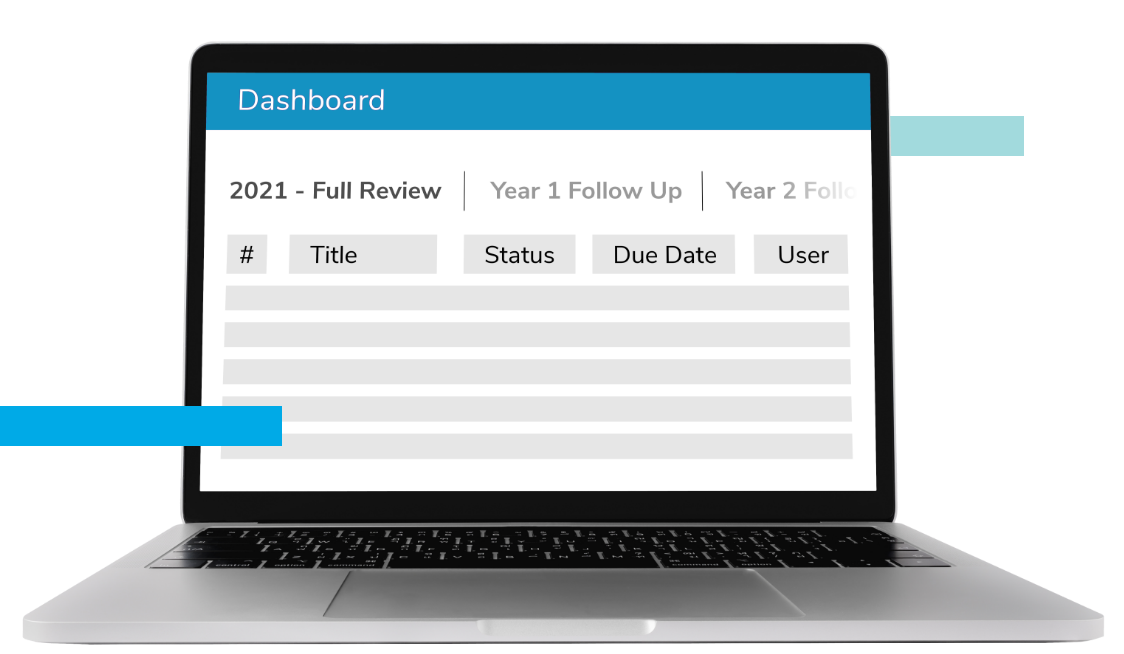 A laptop showing a dashboard