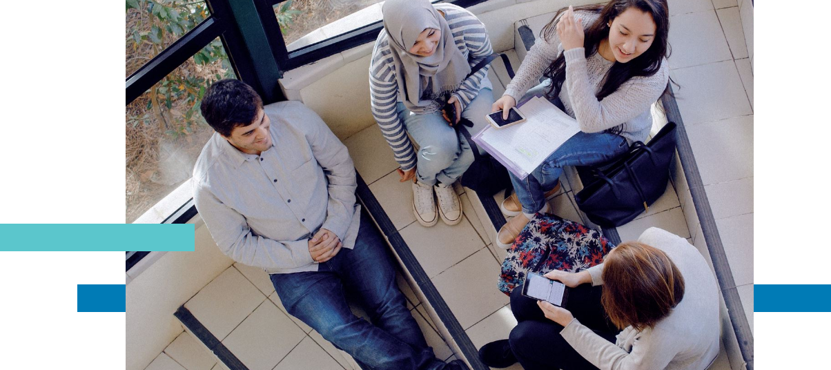 Students collaborating on campus