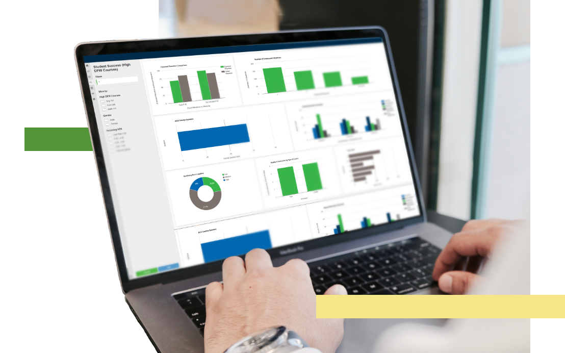 A laptop showing a stat dashboard