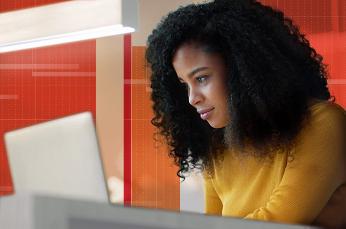 Woman working on a laptop