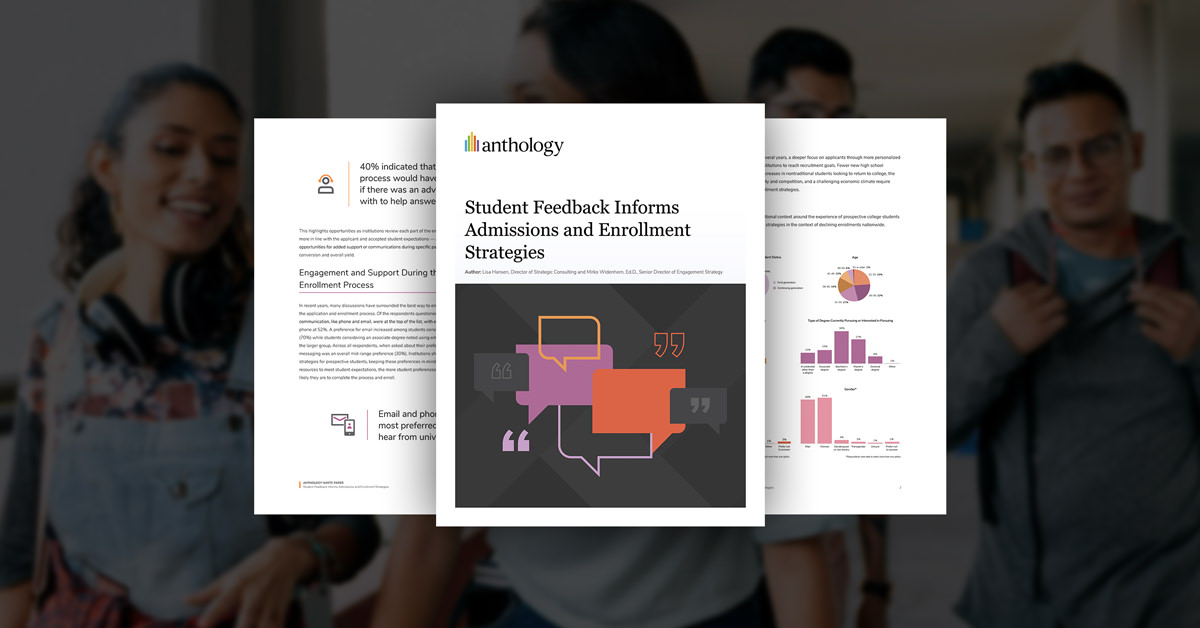 Preview image of the white paper overlayed on top of a photo of students that is overlayed by a black transparent layer