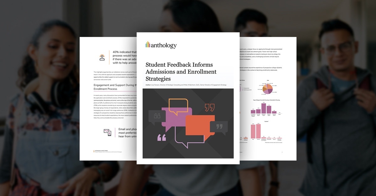 Header image of the Student Feedback Informs Admissions and Enrollment Strategies Whitepaper
