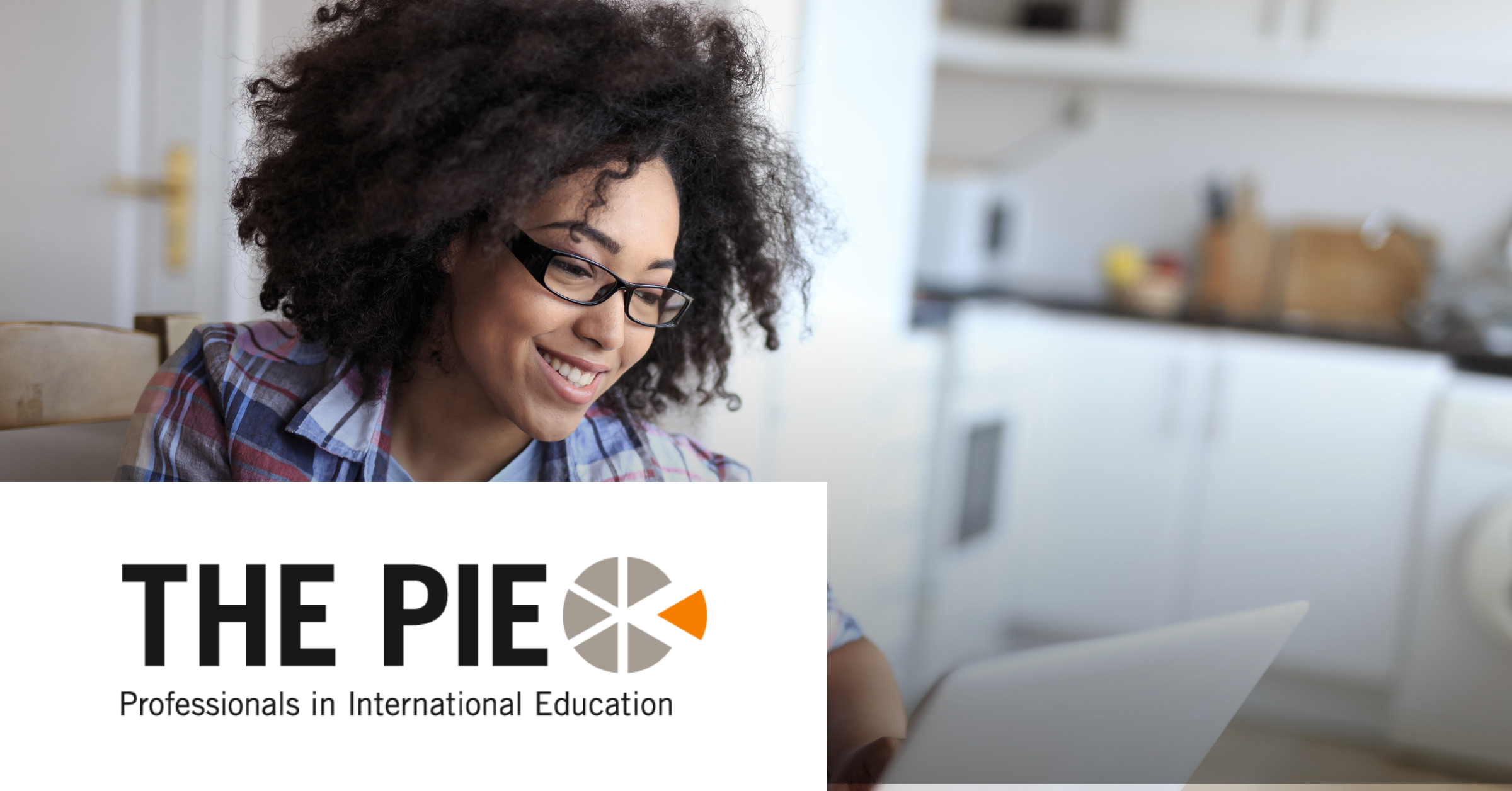 Image with the PIE News logo on the lower left corner and a picture of a woman studying with a laptop.