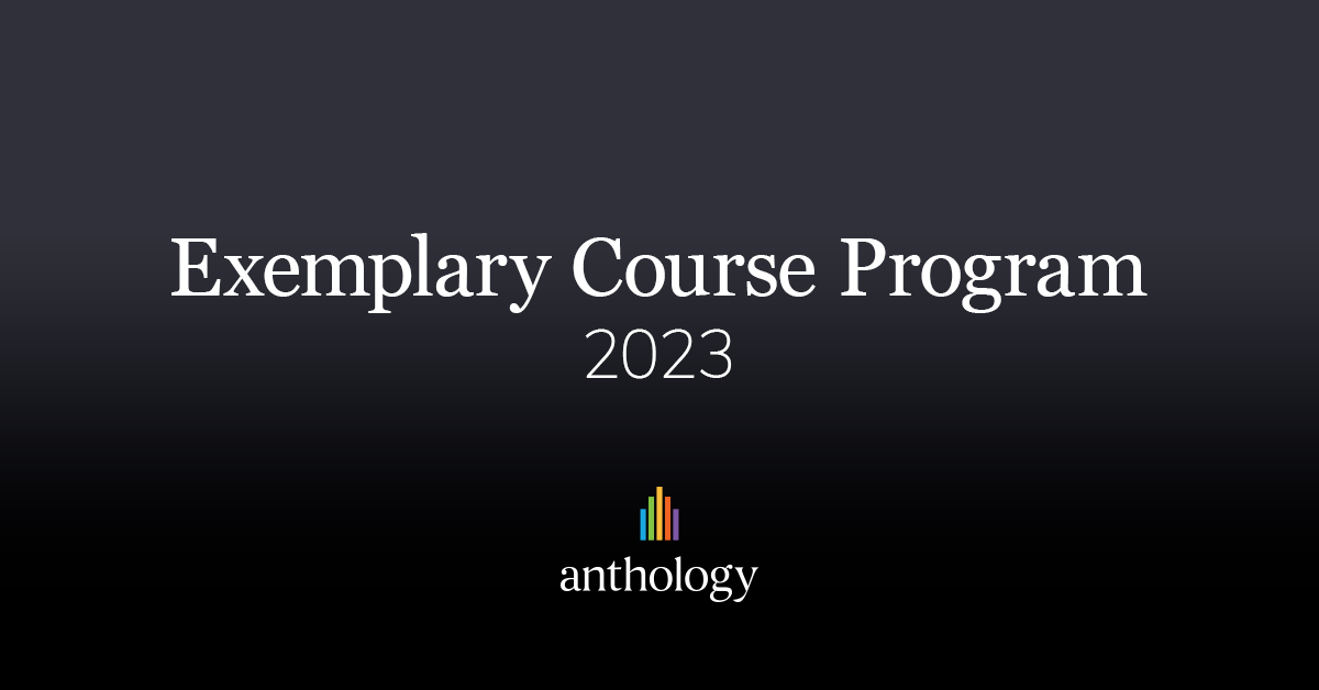 Exemplary Course Program 2023 on a black background with the Anthology logo.