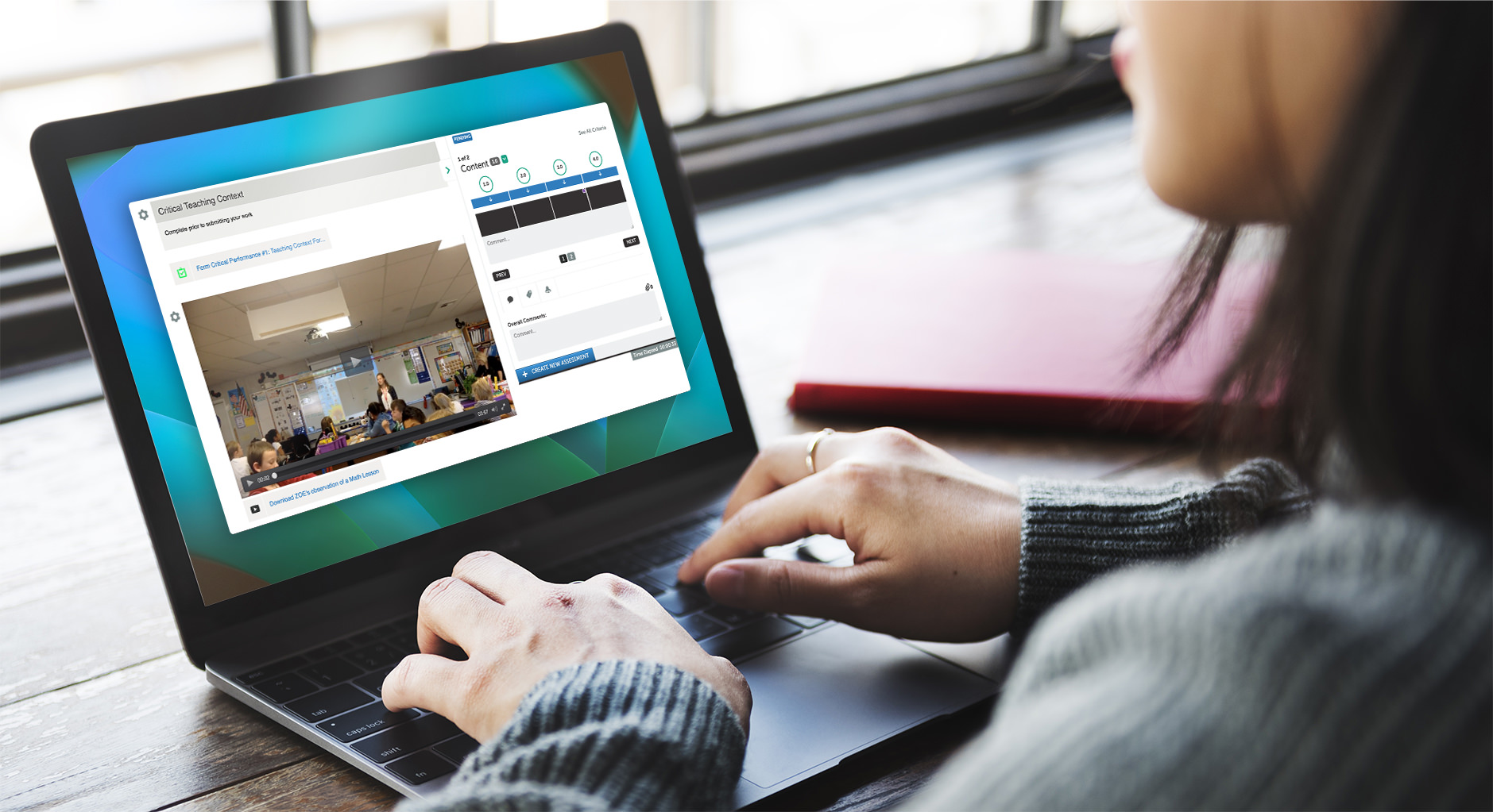 A woman using a laptop
