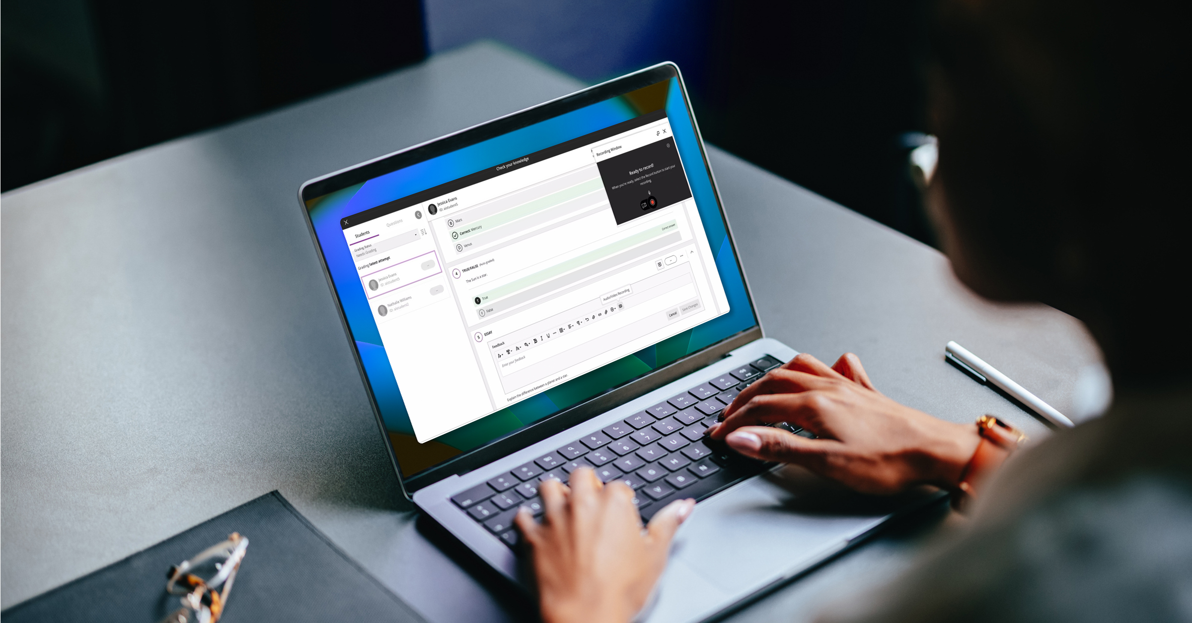 Woman working on a laptop