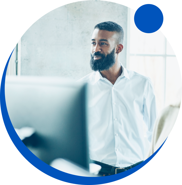 A man working at a computer